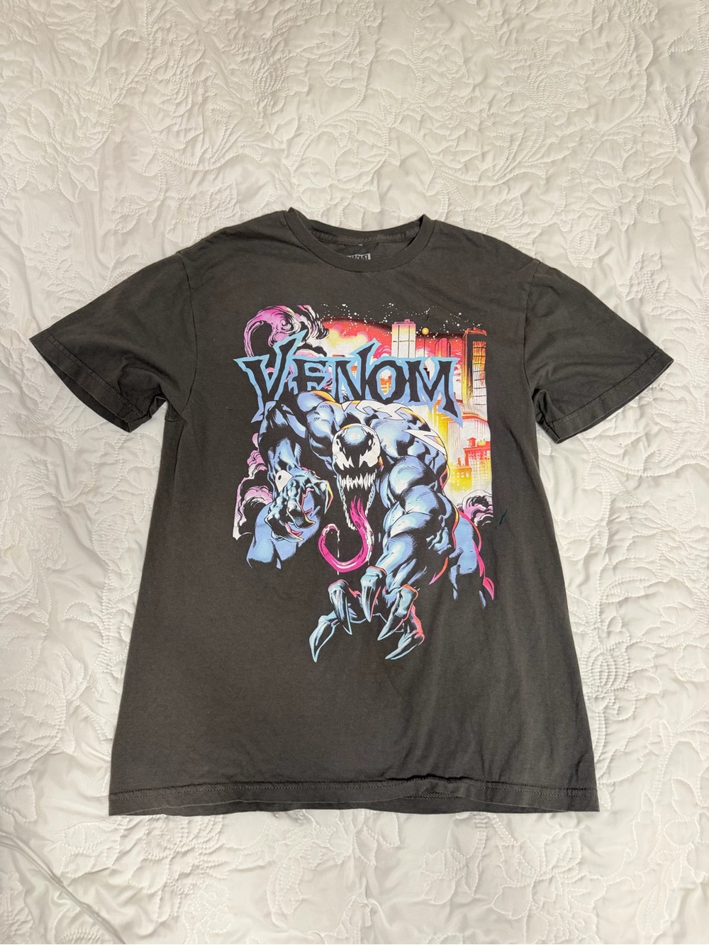Marvel Venom Graphic Tee - Black with Blue & Pink Accents